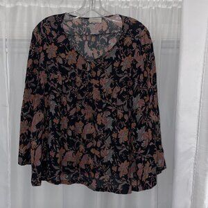 Wrap London Floral Print Blouse – 3/4 Sleeve – Rayon – Size 14